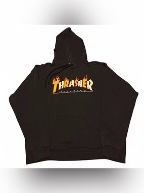 thrasher flame logo hoodie - M